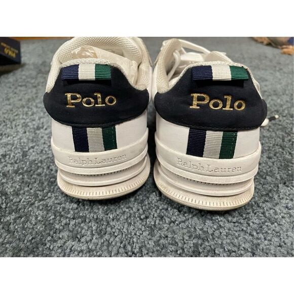 Polo Ralph Lauren Heritage Court II Low Shoes White Blue Leather Mens 7D - Picture 6 of 8